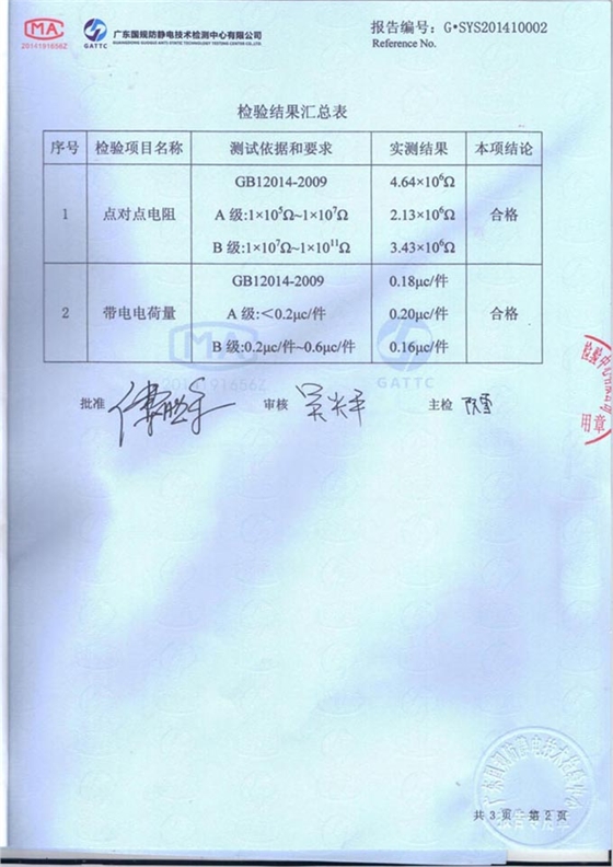 防静电大褂检测报告